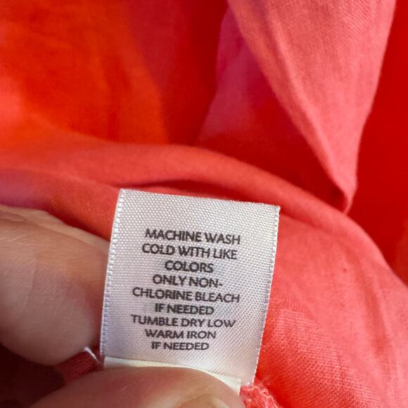 J. Jill Love Linen Top Coral Pink Collared Front Button Long Sleeve Sz L Women's - Picture 4 of 5